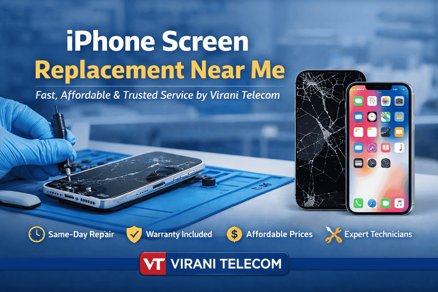 iPhone Screen Replacement Near Me – Fast, Affordable & Trusted Service by Virani Telecom