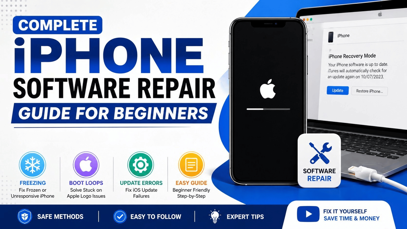 iPhone Software Repair guide to fix freezing, boot loops, and update errors. Learn Recovery Mode, DFU Mode & expert tips from Virani Telecom.